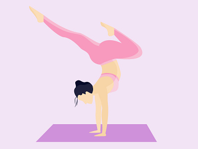 Young Gal Practice Yoga Illustration