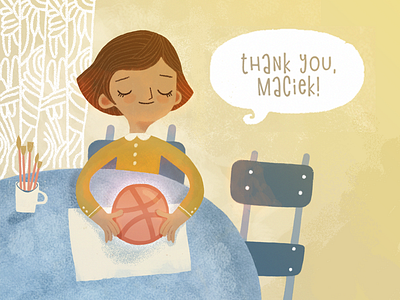 Thank you MacWojcik dribble first shot girl illustration invite thank you thanks