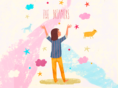 The dreamers dream girl illustration ship stars
