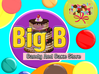 Big B Shop Name branding cake candy colourfull illustration logo shop shop name