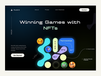 NFT Landing Page creative ui design dark theme website gaming website ui gradient landing page design modern website design neon website nft webpage design orix ui uinque ui design unique website ui website branding website design