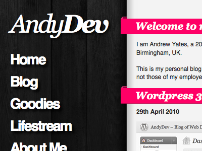 AndyDev 3.0 blog css3 html5 personal website wood