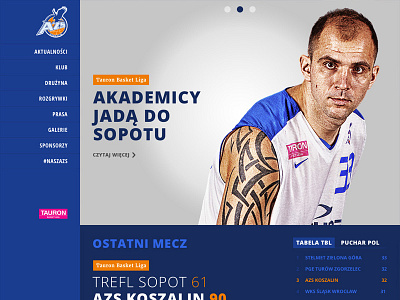 Basketball Team Website basketball menu poland sport team ui website