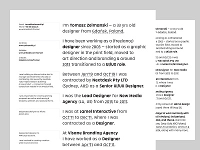 Resume Design cv design designer freelancer minimal resume text