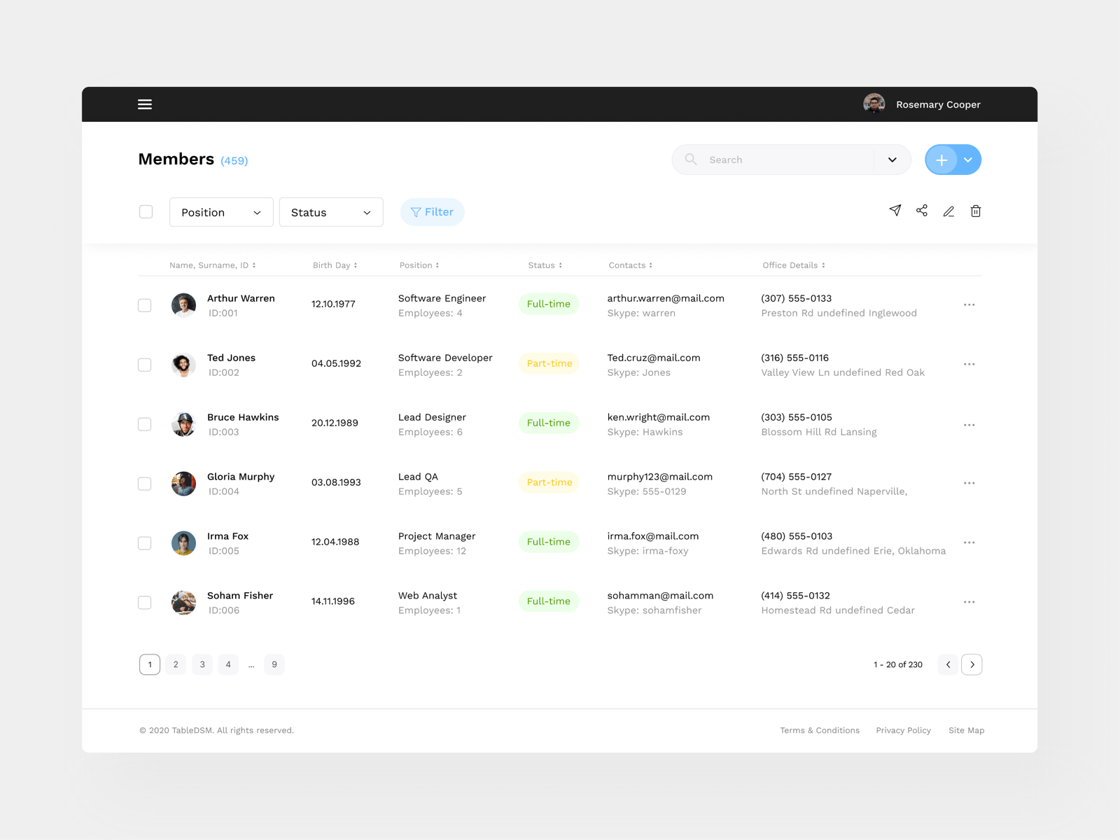 Data table | Members dashboard dashboard design dashboard ui data data table database development members table webdesign website