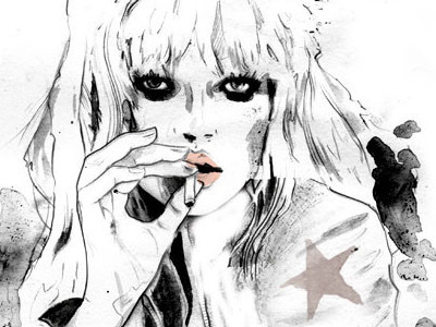 "smoking girl" by van Data drawing illustration van data