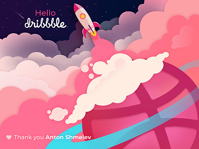 Hello, Dribbble! 2018 debut first illustration invite shot thanks