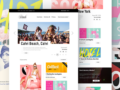 Event & Content Platform - Homepage / Events page brand identity creative design events layout party ui user experience ux web design website interface