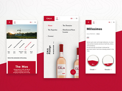 Domaine de Cala - Mobile screens branding interface luxury mobile red responsive ui ux website wine