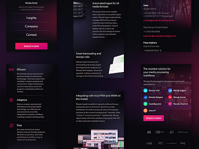 Woody Technologies - Mobile screens dark gradient illustration layout mobile post production softwares ui ux webdesign website