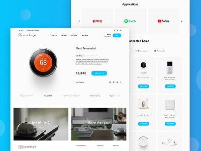 Concierge - Product Page blue e commerce innovation iot nest product page smart home tech ui ux wedesign white