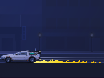 Back in time back back to the future car delorean fire illustration time time travel timeline
