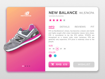 Web Card_NewBalance574_Pink 574 app green newbalance shoes ui webcard