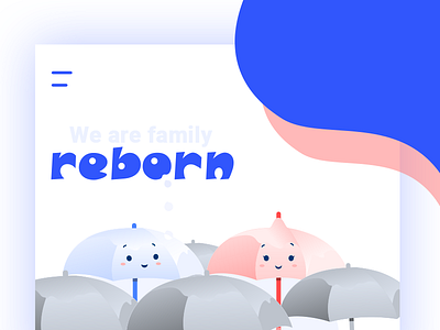Reborn illustration landing monument page umbrella，web valley