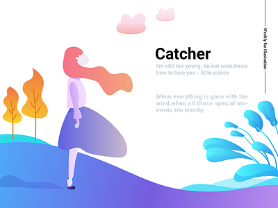 Catcher of Future girl illustration landing monument page valley web