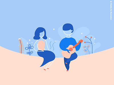Music Time guitar illustration landing monument page valley web