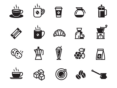 Simple Coffee Icons black cafe coffee design elements icon simple vector