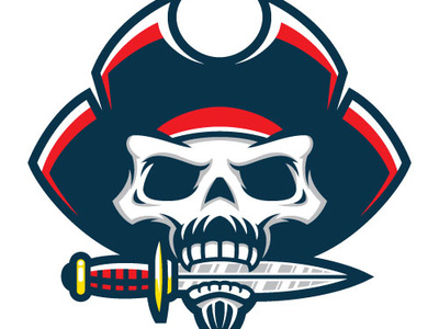 Pirate Skull Mascot knife logo mascot pirate skull sports