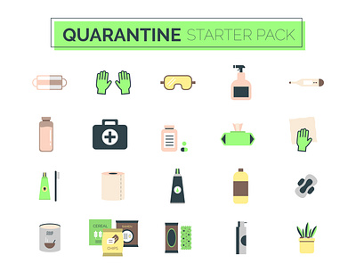 Quarantine Starter Pack adobe illustrator covid19 graphic design icons illustration quarantine vector