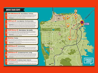 Movie Tour Map engagement gis illustrator layout map maps movies photoshop san francisco surprise