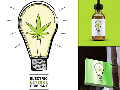 The Electric Lettuce Company adobe canada cannabis illustrator leaf lightbulk monopoly productmockup signage sketched sketchy