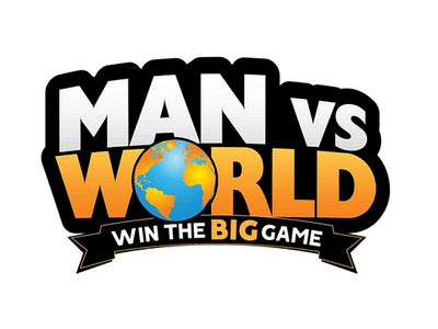 Man vs World Logo adobe challenge color design digital globe illustrator logo logodesign logos man men television text victory wordmark world