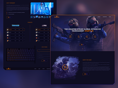 CS:GO Tournament contest csgo cyber cybersport design esport figma flat gamer gaming gradient illustrator landing minimal neon timer ui vector web website