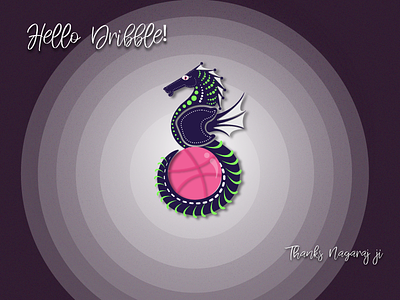 Dribble First Shot by Raveenthar digital firstshot graphics hello illustration seahorse welcome