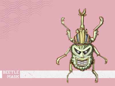 Beetle Mask 1 africa beetle bugs culture digital illustration mask side project