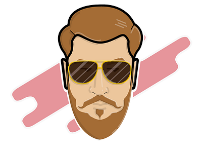 Face series : 006 beard character digital art face flat design friends graphic illustration illustrator minimal portrait