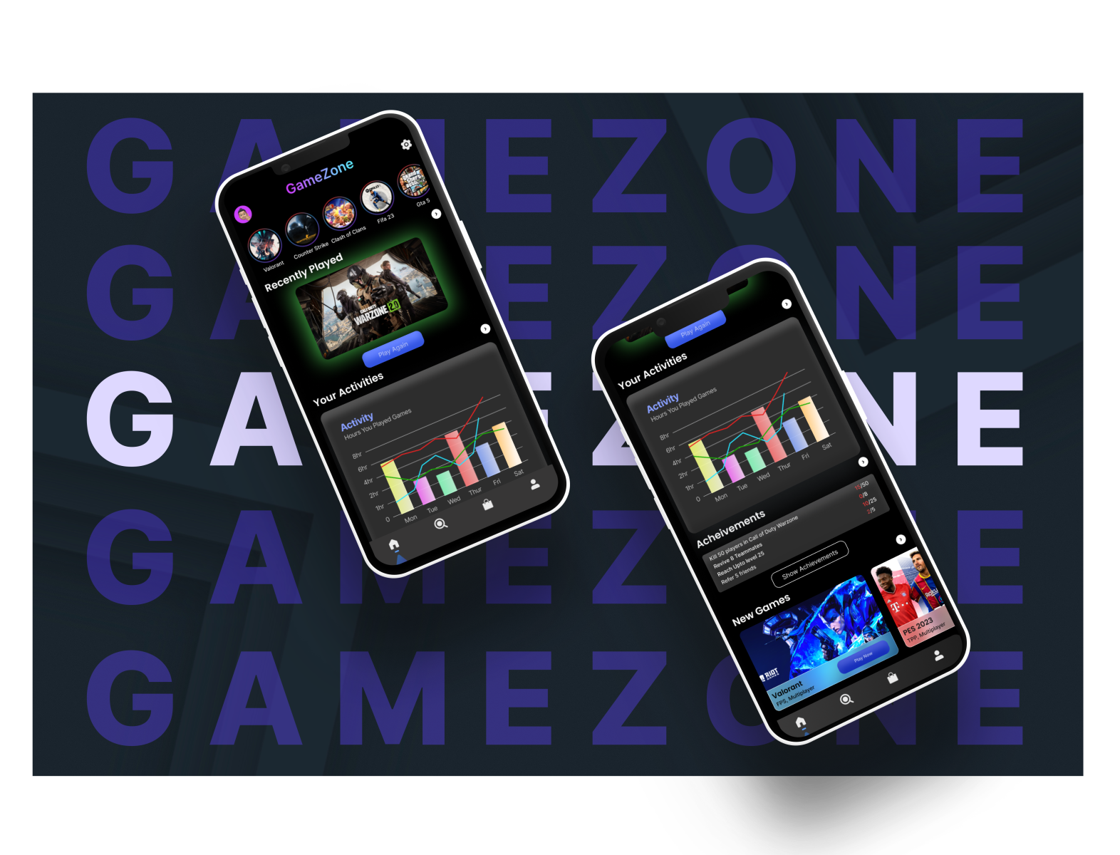 Gaming App UI design named "GameZone" by vishal on Dribbble