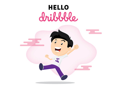First Shot : Hello Dribbble first shot happy hello jump