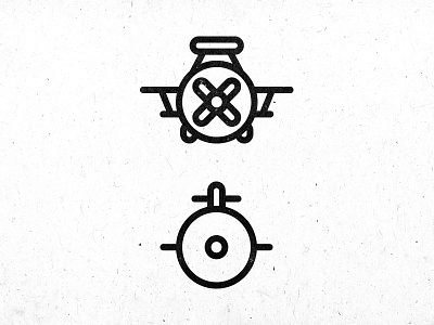 Plane & Submarine Icons aircraft icon identity illustration logo mark plane retro submarine symbol transportation vintage