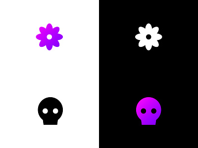 Life & Death Icons death design flat flower iconography icons life purple skull symbol ui vector