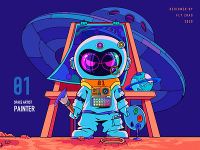 SPACE ARTIST 01 PAINTER art astronaut illustration space toys trend