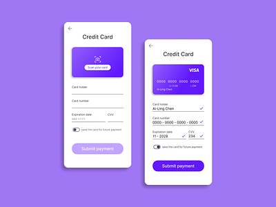 "Credit Card checkout" - Daily002 #DailyUI credit card checkout daily ui dailyui design figma graphic design illustration purple ui