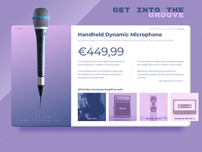 Daily UI #012: Single Product 012 artist branding daily challange daily ui 012 dailyui design figma microphone music product product branding product detail sound ui ux vector webapp webshop