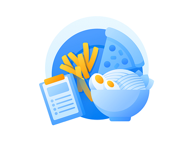 Food and Menu blue dish empty page empty screen food food illustration fries illustration menu noodle