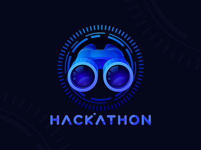 Hackathon Yiran blue hackathon illustration logo tech technology telescope