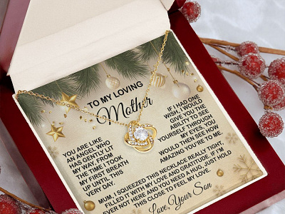 Christmas Present For Loving Mother From Son adobe illustrator adobe photoshop christmas message card gearbubble gift for mom from son gift for mother graphic design illuswtration message card necklace design present for mom shineon shineon message card