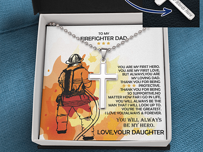 Cross Pendant For Firefighter adobe illustrator adobe photoshop cross ball chain cross pendant for firefighter dog tag for firefighter firefighter firefighter dad firefighter dad gift gearbubble graphic design message card shineon message card