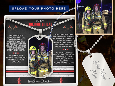 Firefighter Dad Dog Tag With Personalized Photo