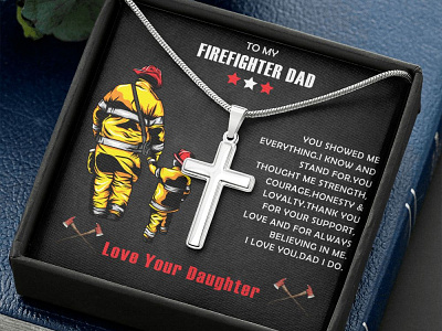 Present For Firefighter Dad adobe illustrator adobe photoshop firefighter firefighter cross pendant gearbubble graphic design message card present gift for firefighter shineon message card