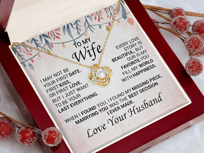 Love Knot Necklace For Wife adobe illustrator adobe photoshop anniversary gift for wife gearbubble graphic design illustration love knot necklace love knot necklace for wife message card shineon message card valentines day gift wife