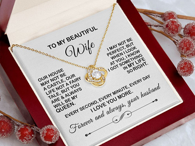 Gift For Beautiful Wife adobe illustrator adobe photoshop gearbubble graphic design illustration love knot necklace message card shineon message card