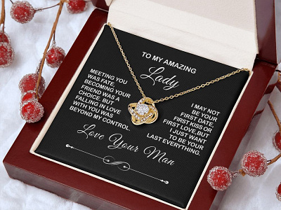 Present For Amazing Lady adobe illustrator adobe photoshop gearbubble graphic design illustration jewelry design love knot necklace message card shineon message card