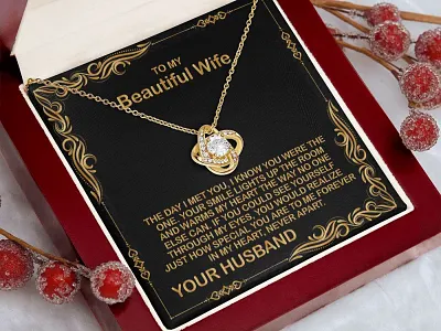 Present For Beautiful Wife adobe illustrator adobe photoshop gearbubble graphic design love knot necklace message card shineon message card ui