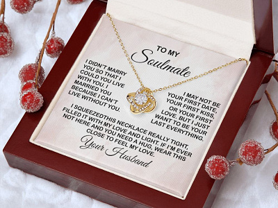 Present for wife from husband adobe illustrator adobe photoshop gearbubble graphic design love knot necklace message card shineon message card ui