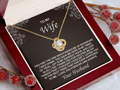 Present For Wife adobe illustrator adobe photoshop gearbubble graphic design illustration love knot necklace message card shineon message card ui