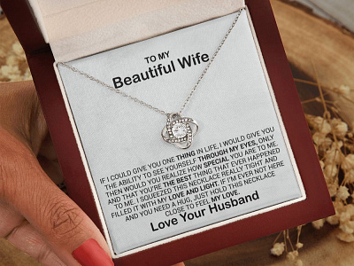 Present For Beautiful Wife adobe illustrator adobe photoshop gearbubble graphic design love knot necklace message card shineon message card ui